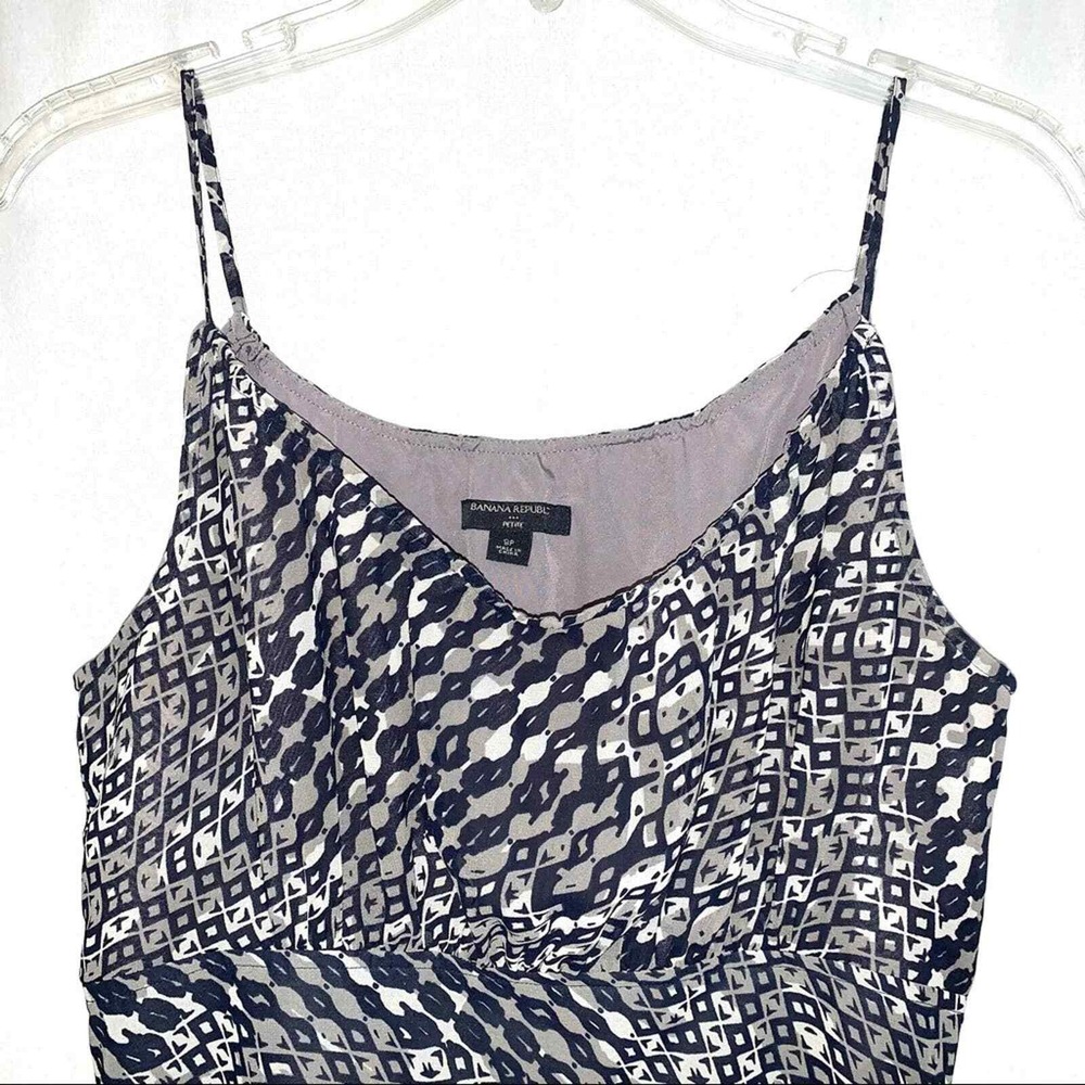 Banana Republic Women's Spaghetti Geographic Print Dress Size 8P Petite Black